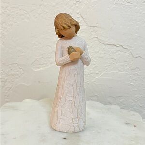 Willow Tree Angel with Bird - Cream and Brown
